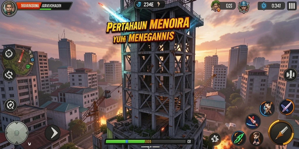 Tangkapan layar dari gameplay menara pertahanan yang menegangkan.