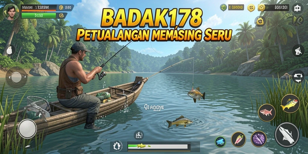 Screenshot menampilkan gameplay menarik saat memancing ikan besar.