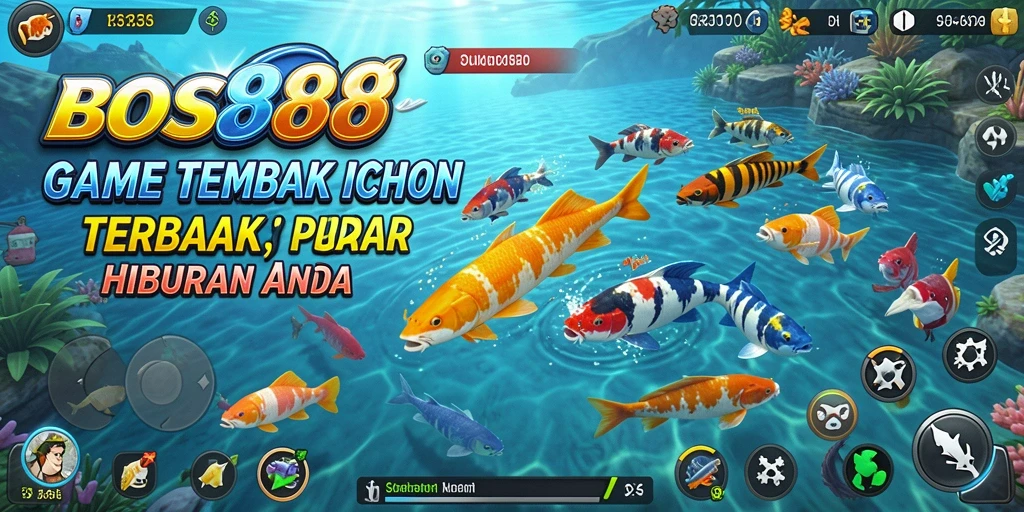 Tampilan penuh warna dari gameplay Tembak Ikan di BOS88.
