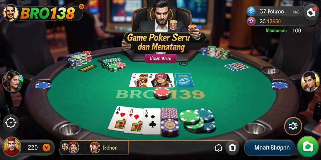 Screenshot BRO138 menampilkan pengalaman bermain Poker yang seru dan kompetitif.