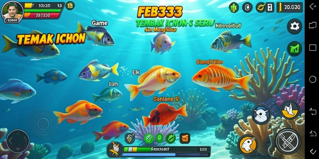 Tampilan layar tangkap FB333 menampilkan aksi seru menembak ikan.
