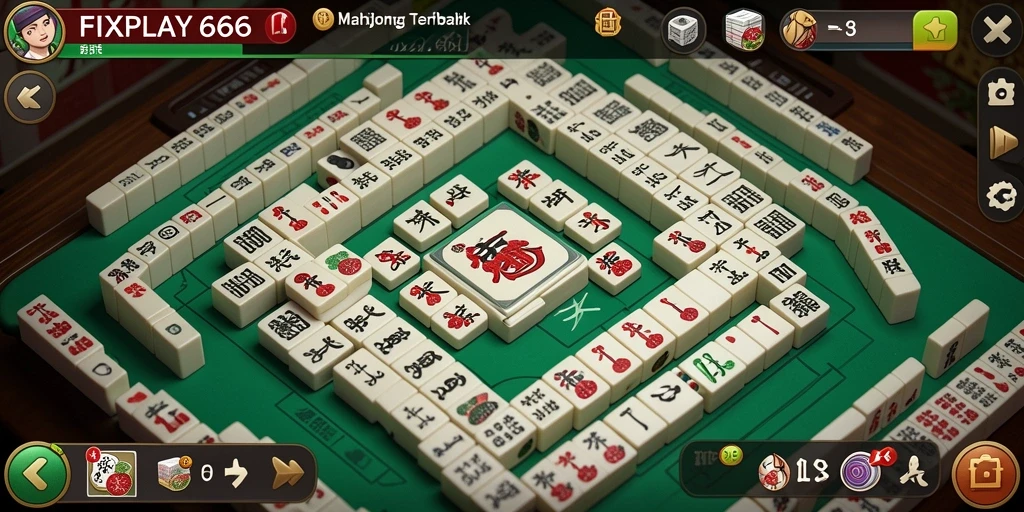 Tangkapan layar gameplay FIXPLAY666 dengan kebebasan memilih ubin Mahjong.