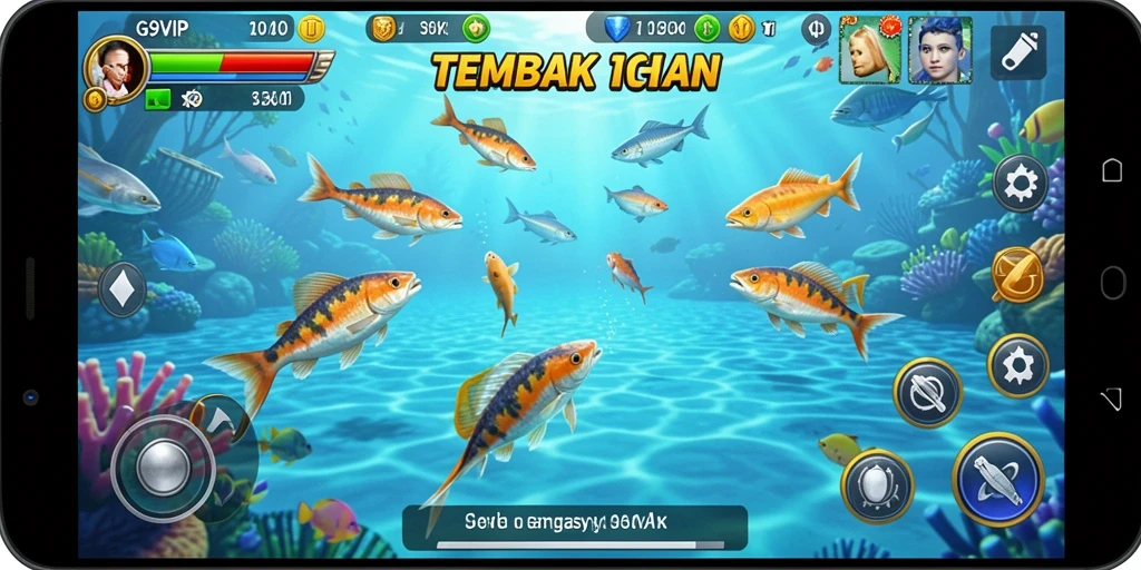 Screenshot utama G9VIP menampilkan gameplay menembak ikan yang seru.