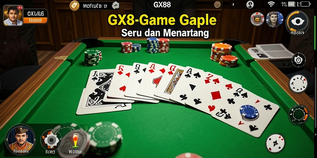 Screenshot GX88 menampilkan gameplay Gaple yang menarik dan seru.