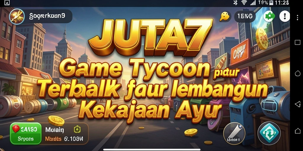 Screenshot utama JUTA7 menampilkan gameplay seru dalam membangun bisnis Tycoon.