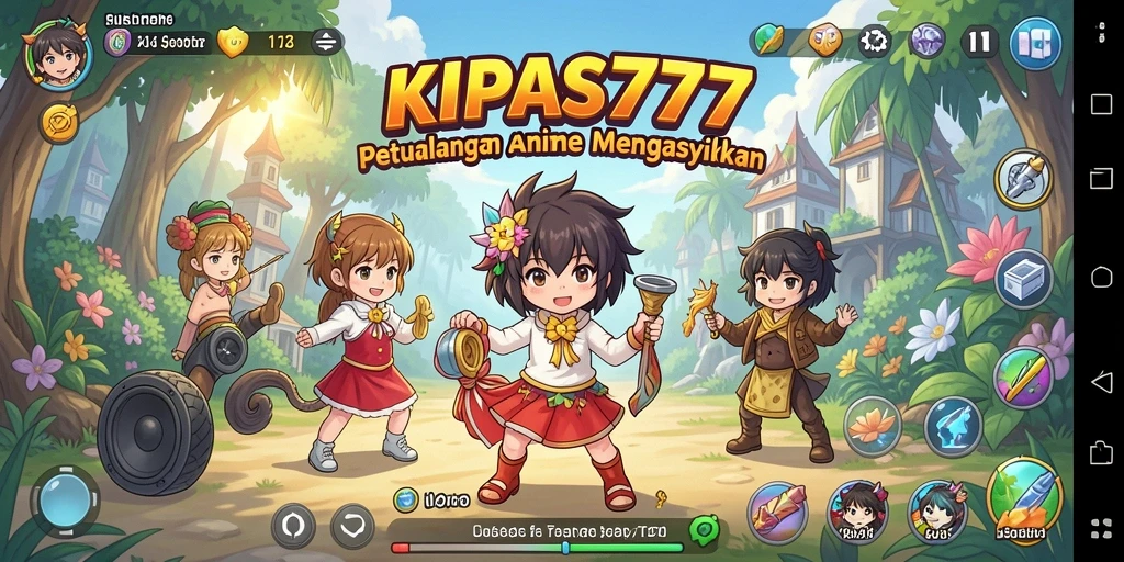 Screenshot menampilkan karakter anime beraksi dalam gameplay KIPAS777.