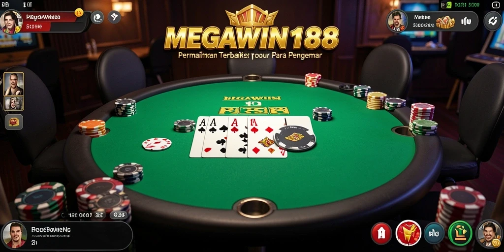 Tampilan gameplay Poker yang mendebarkan di MEGAWIN188.