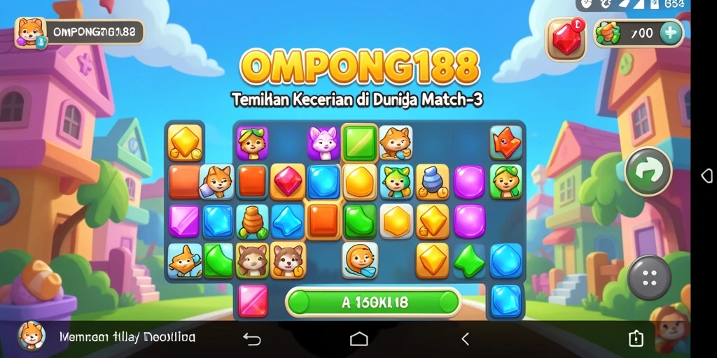 Screenshot gameplay OMPONG188 dengan tantangan bertema Match-3.