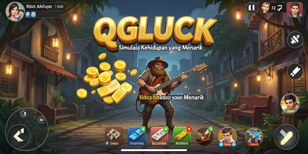 Screenshot gameplay QGLUCK menampilkan kehidupan virtual yang menarik.