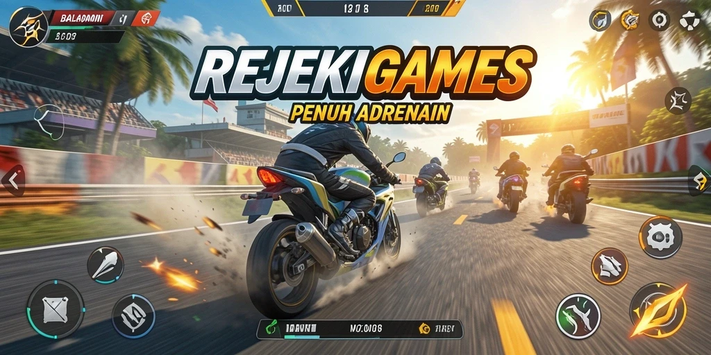 Tampilan gameplay balapan motor yang seru dan menegangkan.