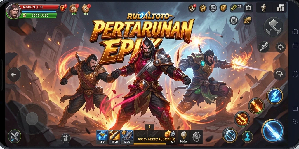 Screenshot gameplay RUDALTOTO menampilkan pertarungan seru dan grafis yang memukau.