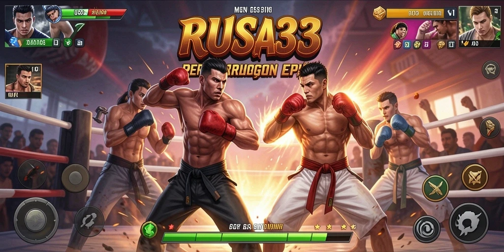 Screenshot permainan RUSA33 menunjukkan pertarungan yang intens dan seru.