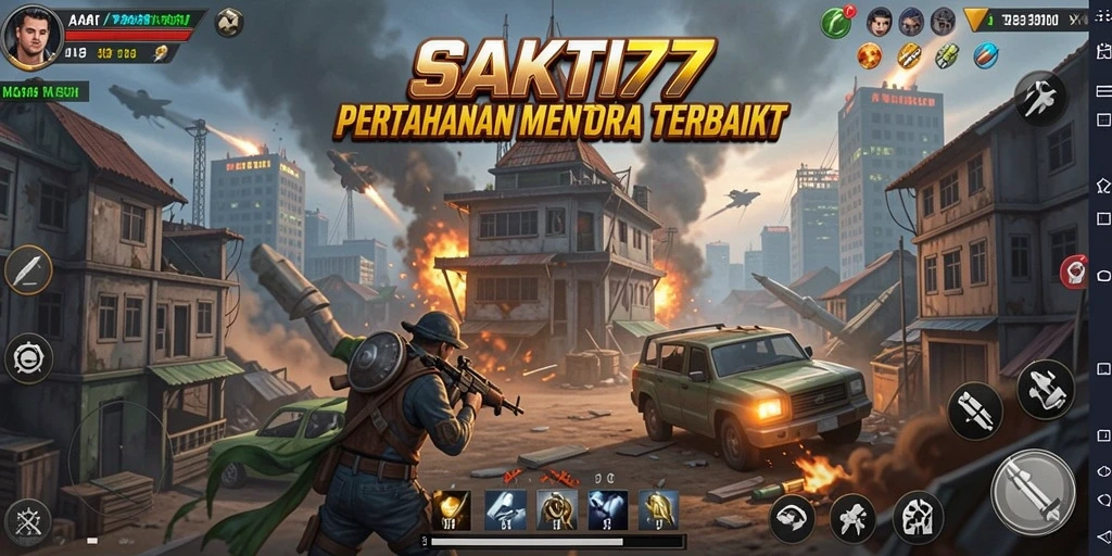 Screenshot gameplay menampilkan menara dan musuh di SAKTI77.