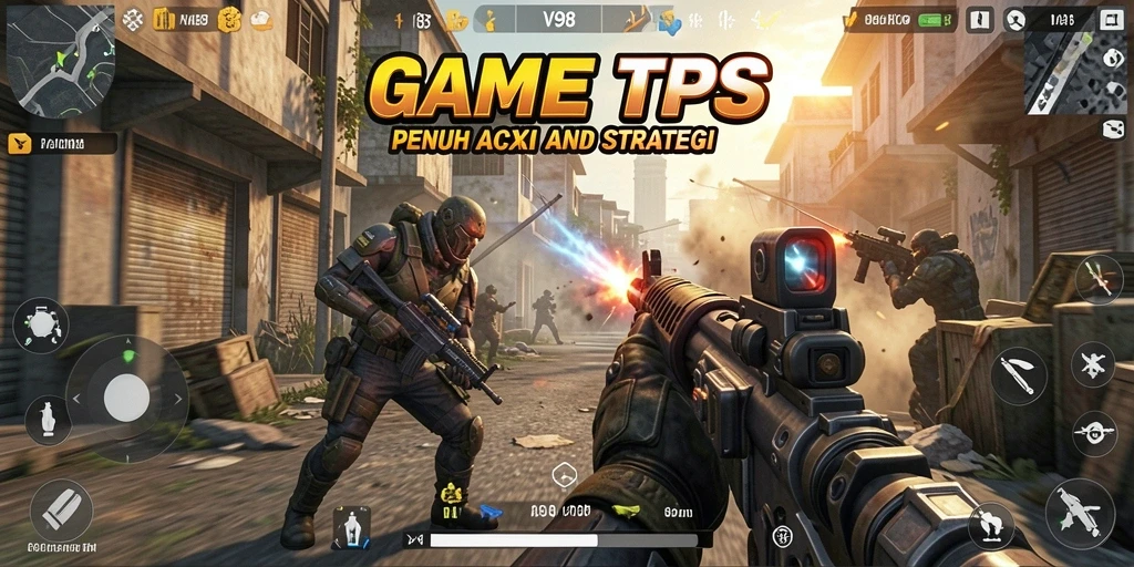 Screenshot menampilkan aksi seru gameplay TPS V98.